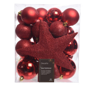lot-de-33-boules-incassable-brillantes-mats-a-paillettes-deco-sapin-jardinerie-roubaud-13008-marseille rouge