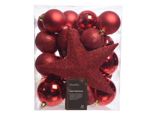lot-de-33-boules-incassable-brillantes-mats-a-paillettes-deco-sapin-jardinerie-roubaud-13008-marseille rouge