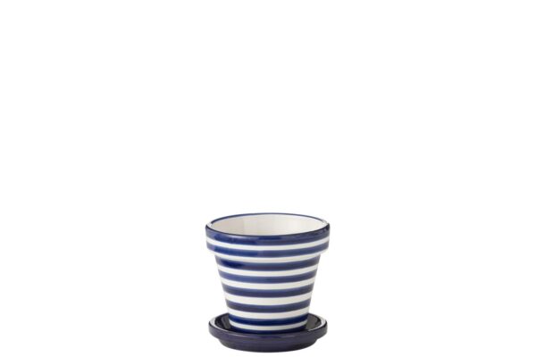 Cache Pot Rayé Blue (+soucoupe)