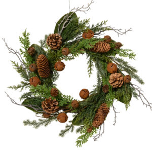 COURONNE-DECO-NOEL-ROUBAUD-JARDINERIE-13008-MARSEILLE pomme de pin clochettes