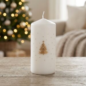BOUGIE-DE-NOEL-SAPIN-DECO-DORE-BLANCHE-ROUBAUD-JARDINERIE-13008-MARSEILLE