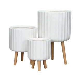 Cache Pot sur pied blanc