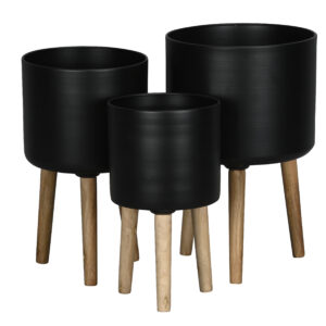 Cache Pot sur pied noir